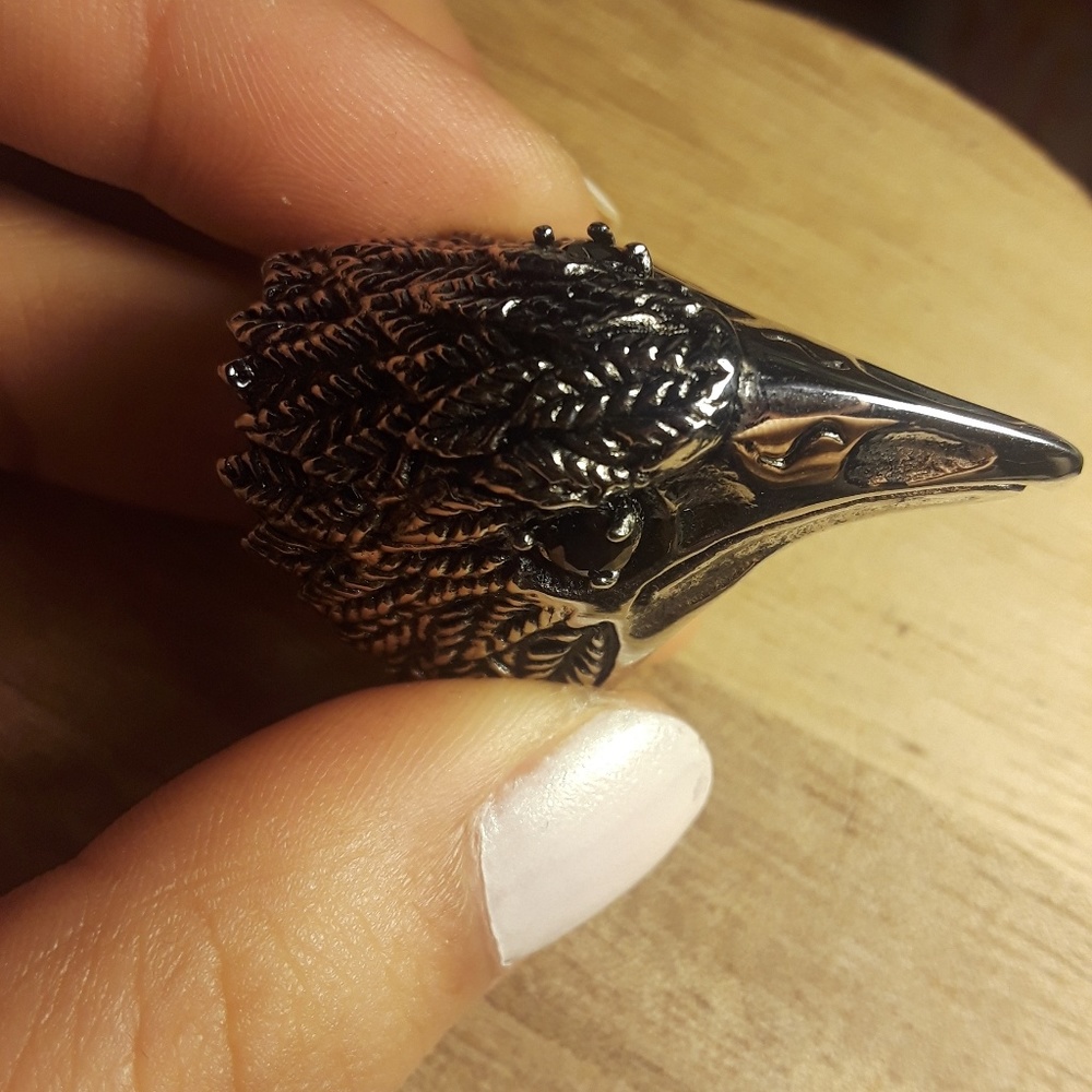 Large Eagle Head Ring - image 2
